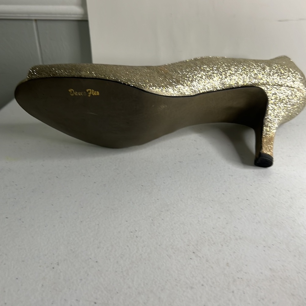 Gold Sparkle Peep Toe heels pumps for women Easy Street 12M - Picture 9 of 11